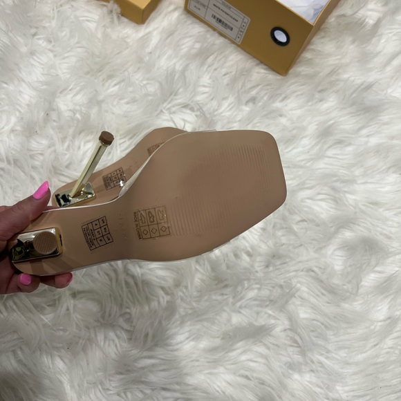 ALLIE White PATENT CLEAR SQUARE TOE STILETTO MULES - Picture 8 of 11